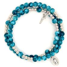 BLUE WRAP ROSARY BRACELET - WITH MIRACULOUS MEDAL